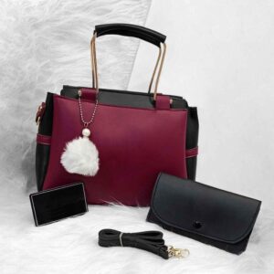 Maroon Black 2-Piece Shoulder Bag Set – Bold & Beautiful