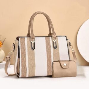 Printed Elegance – 2-Piece Beige Handbag Set